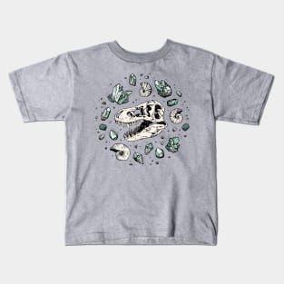 Geo-rex Vortex | Tyrannosaurus Dinosaur Fossil Art | Aquamarine Palette Kids T-Shirt